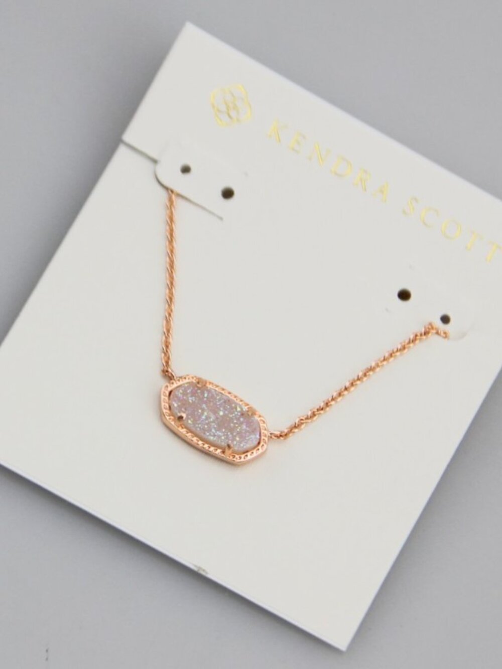Kendra Scott Rose Gold Iridescent Druzy Necklace